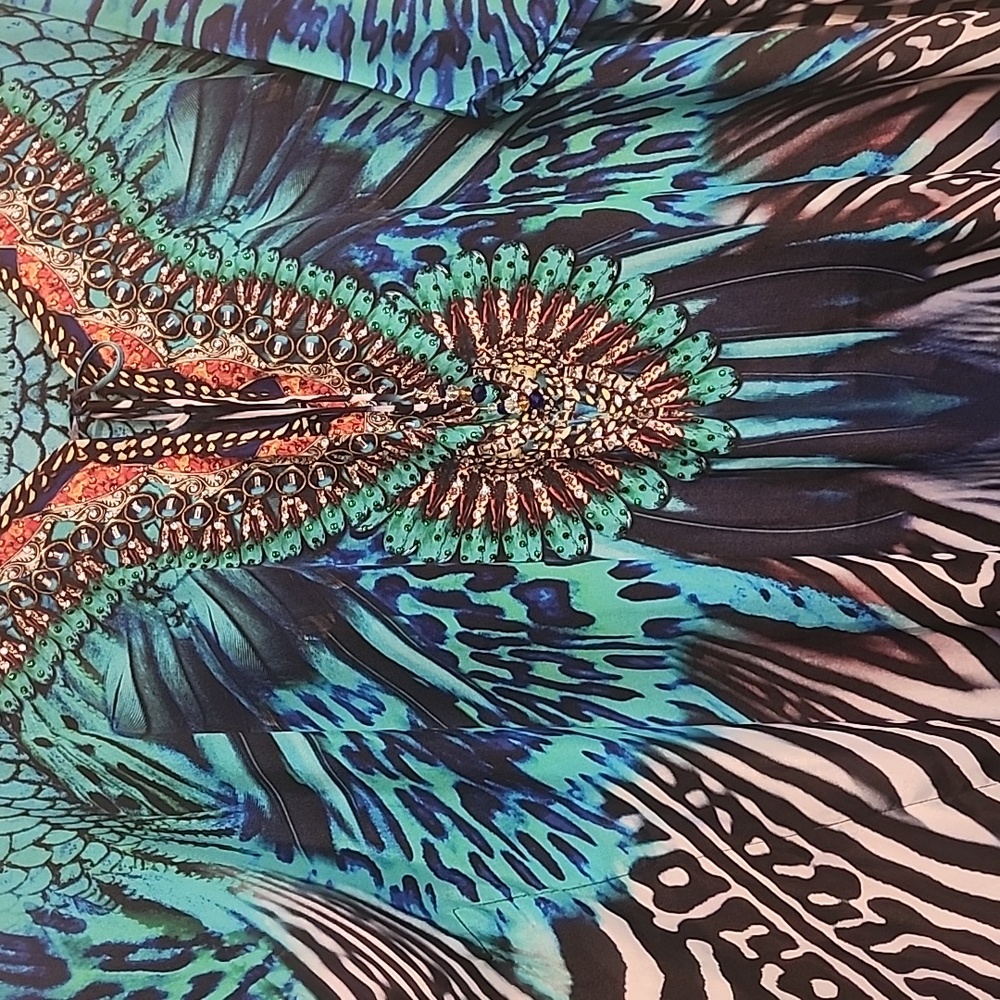 SAKKAS CAFTAN or KAFTAN  Flowing TUNIC Eyecatching Butterfly Print DRESS - Picture 3 of 7